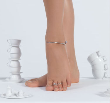 Bracelet de cheville en perles et argent