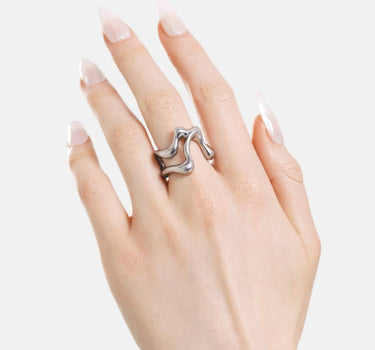 bague sculpturale en argent