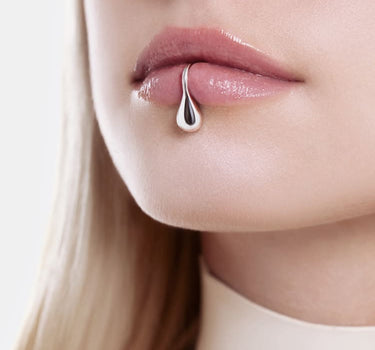 Faux anneau de lèvre Goutte - Argent