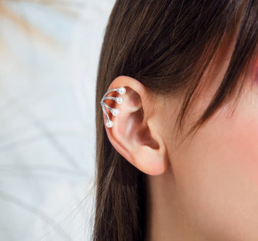 Ear cuff diadème en argent et perle