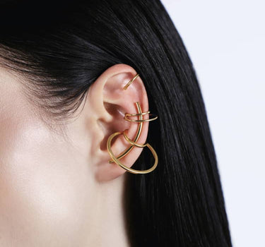 Ensemble en or d’ear cuffs et de boucles d’oreilles grimpantes