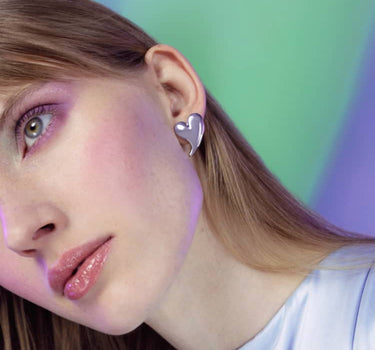 Boucle d'oreille clou cœur en argent