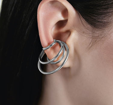 Ear cuff d’oreille en argent à larges spirales