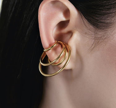 Ear cuff d'oreille large en or à grandes spirales