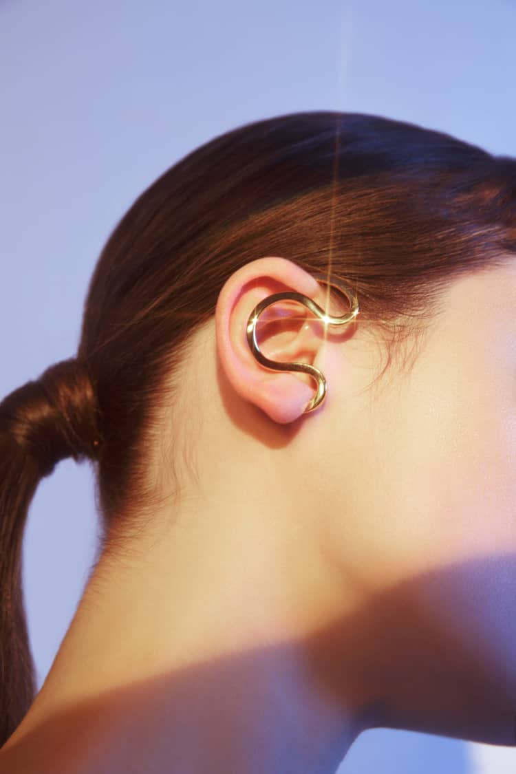 Ear cuff d’oreille serpent en or