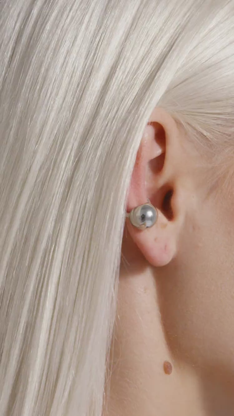 Boucle d’oreille ear cuff anneau à boule en argent