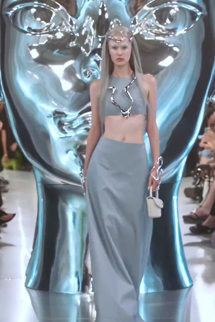 Jupe Longue en Coton - Gris