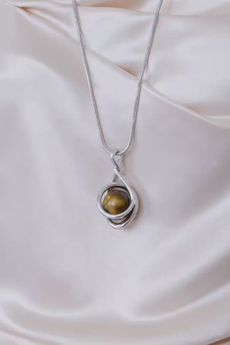 Pendentif moyen en argent avec pierre interchangeable