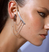 Sterling silver ear cuff with draped chain