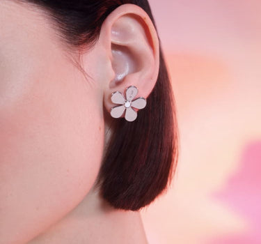 boucles d'oreilles puces fleur en argent