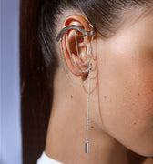 Silver flowing ear cuff with pendant