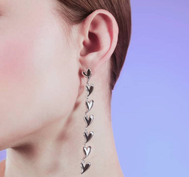 chaîne de boucle d'oreille coeur d'amour en argent