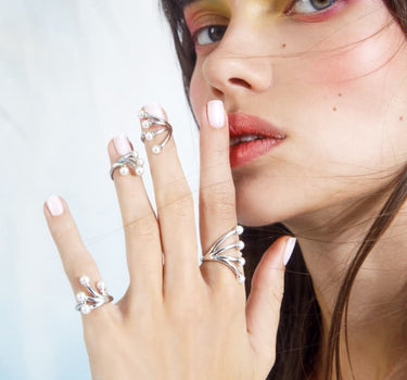 ensemble de bijoux de mariage en perles d'argent